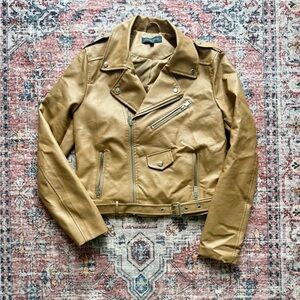 Tan Leather Biker Jacket